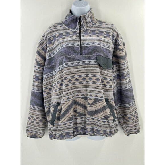 Rafter C XL Aztec Cotton Quarter-Zip Pullover Sweater Southwestern Tribal 90s - Picture 1 of 14
